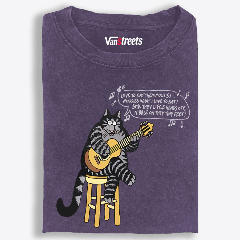 Love To Eat Them Mousies Cat Retro Washed T-Shirt | 100% Cotton | Streetwear Essential