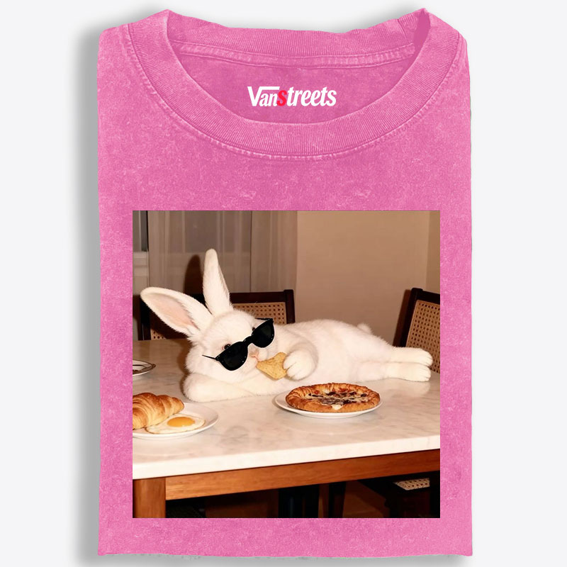 Bunny Boss · Brunch Mode Retro Washed T-Shirt | 100% Cotton | Streetwear Essential