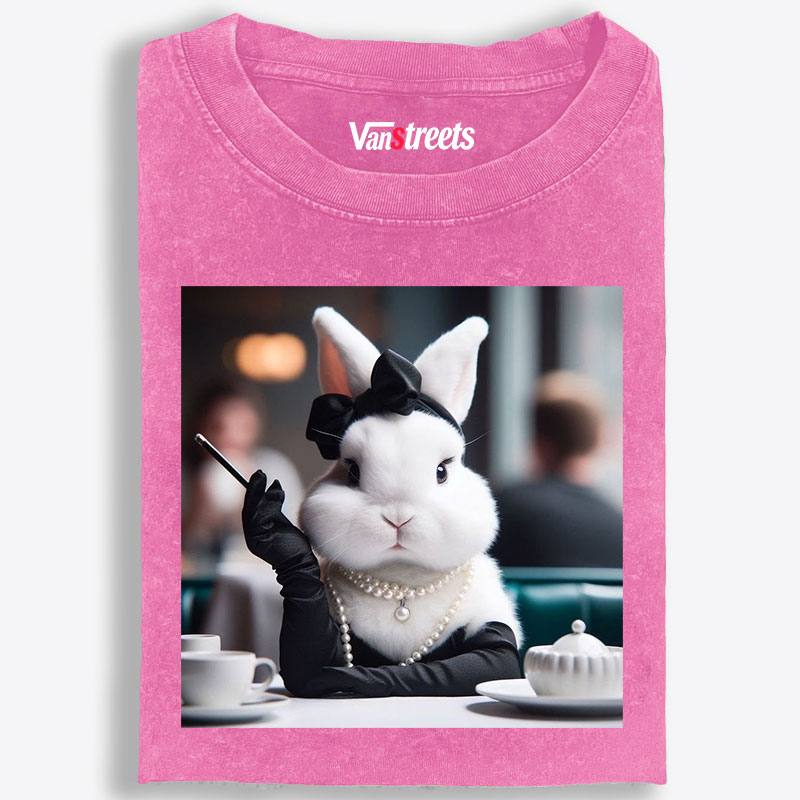 Pearl Bunny · Tea Break Retro Washed T-Shirt | 100% Cotton | Streetwear Essential