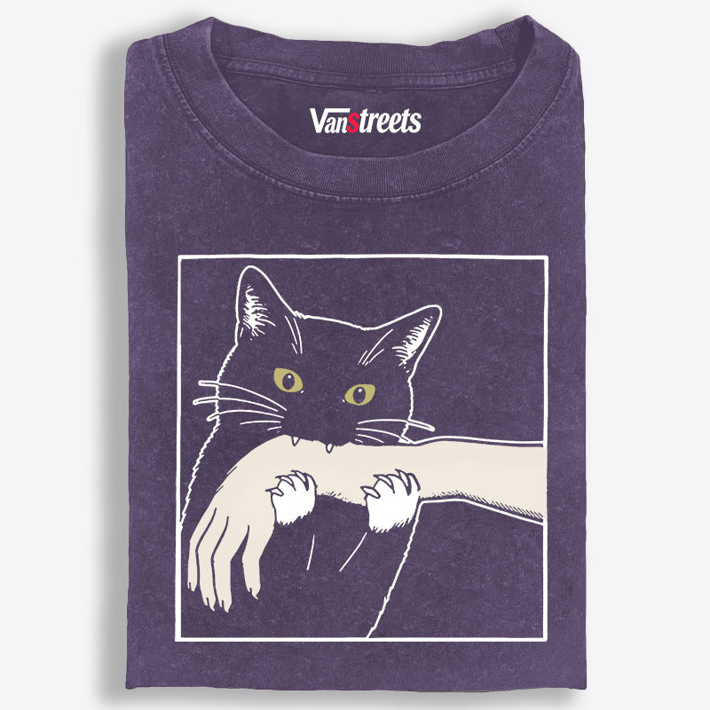 Cat Retro Washed T-Shirt | 100% Cotton | Streetwear Essential