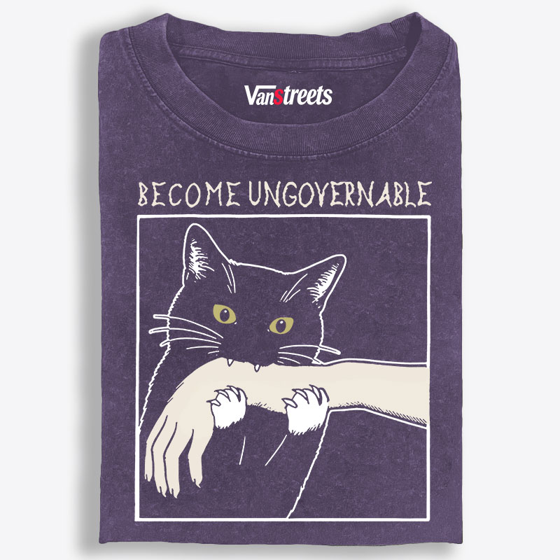 Cat Retro Washed T-Shirt | 100% Cotton | Streetwear Essential