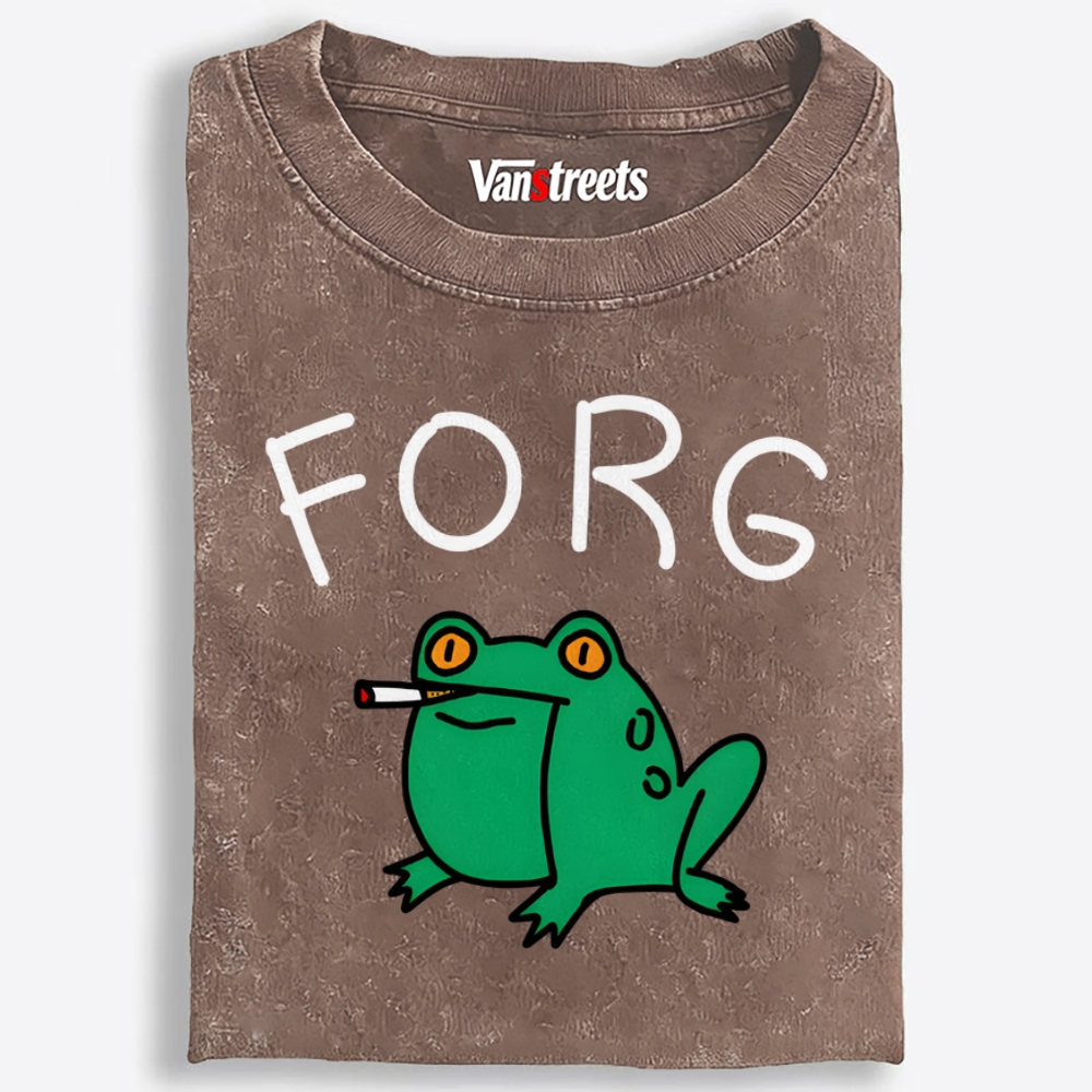 Smoking Frog Retro Washed T-Shirt | 100% Cotton | Streetwear Essential