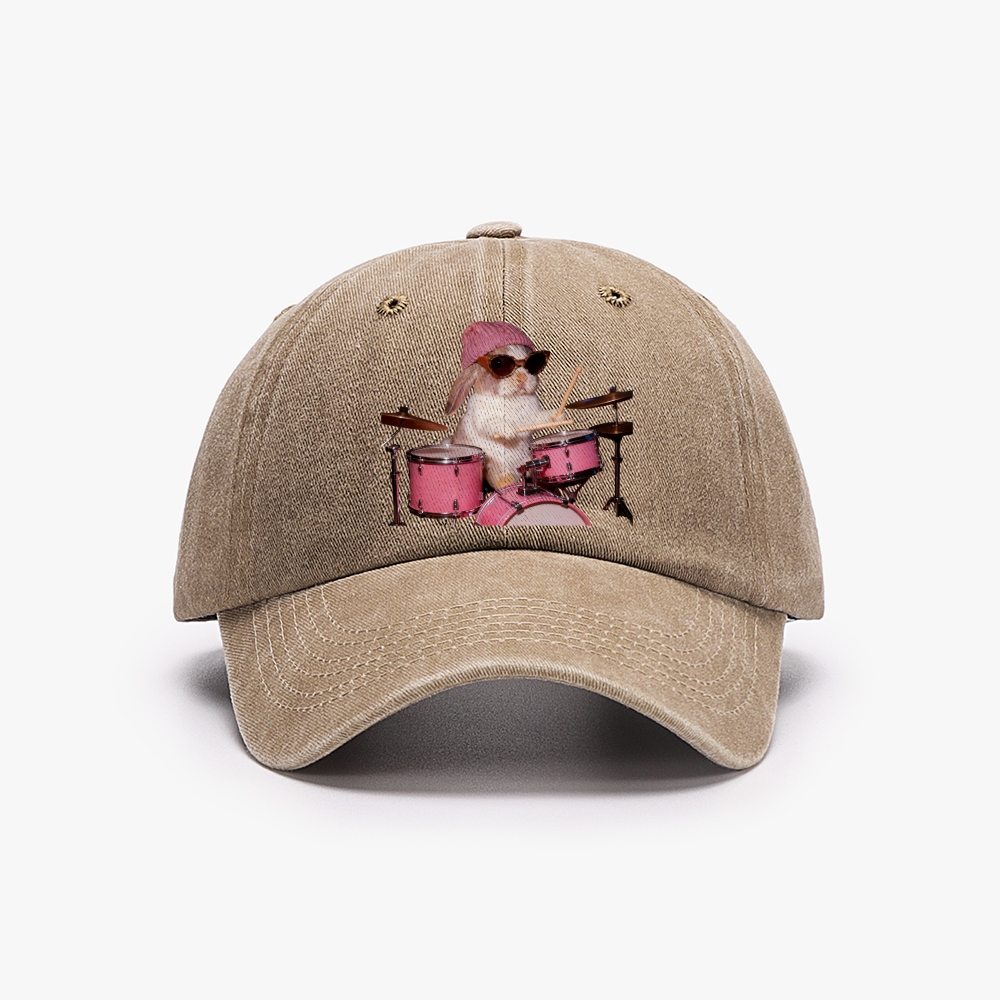 Bunny Rockin' Bunny Retro Washed Baseball Cap