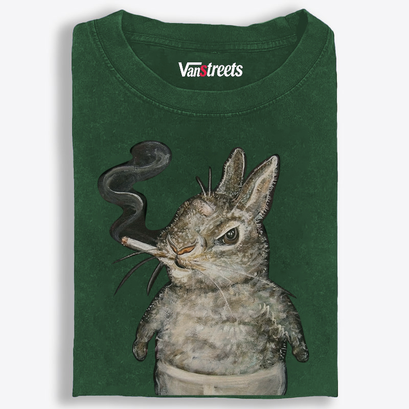 A bunny smoking Retro Washed T-Shirt | 100% Cotton | Streetwear Essential