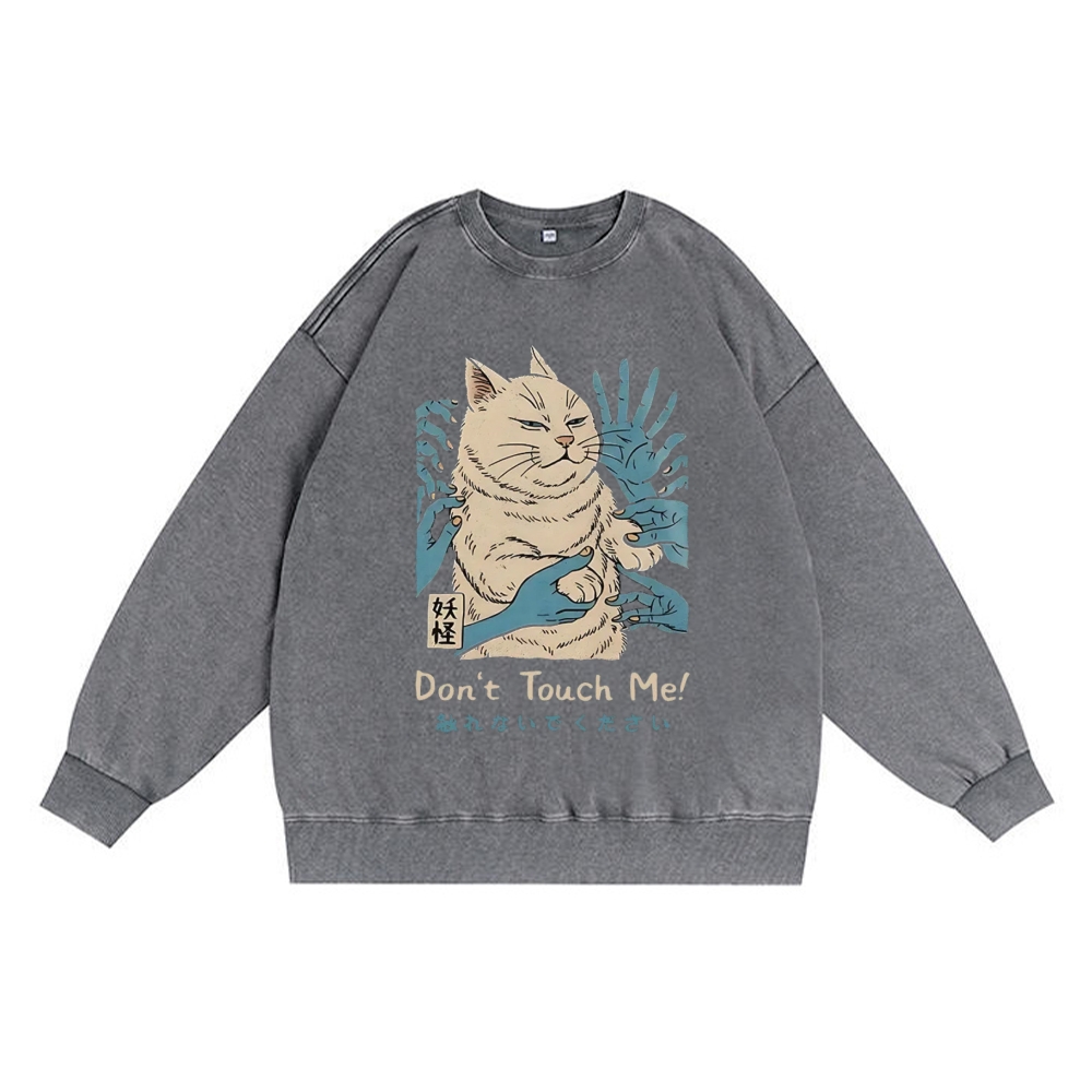 Personal Space Please - Grumpy Cat Retro Premium Washed Cotton Crewneck Sweatshirt