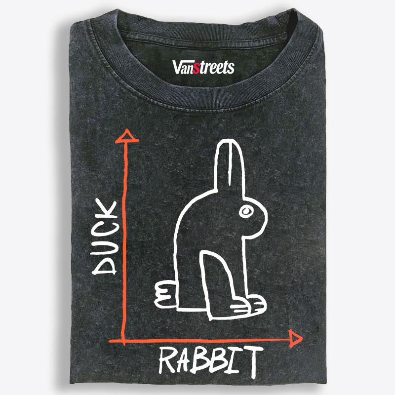 Duck-Rabbit Optical Illusion Retro Washed T-Shirt | 100% Cotton | Streetwear Essential