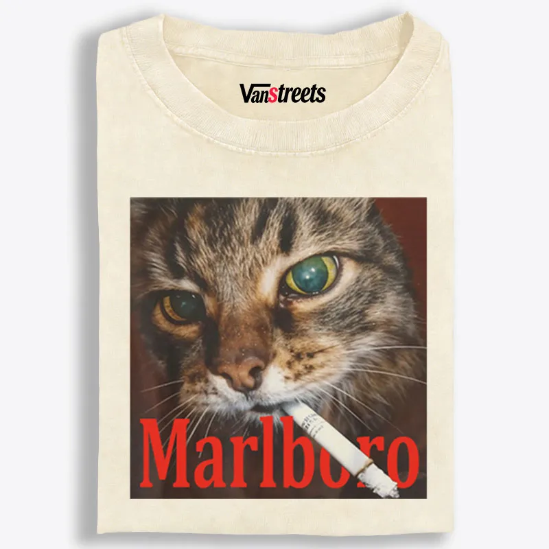 Rabel Smoker Cat Retro Washed T-Shirt | 100% Cotton | Streetwear Essential