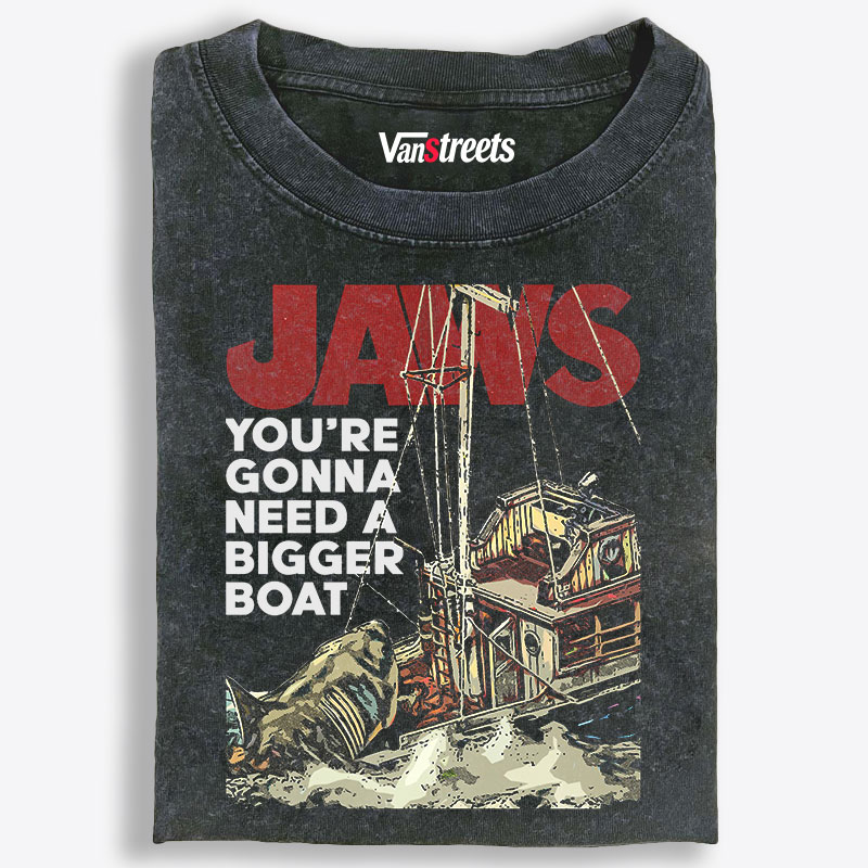 JAWS You're Gonna Need A Bigger Boat Retro Washed T-Shirt | 100% Cotton | Streetwear Essential