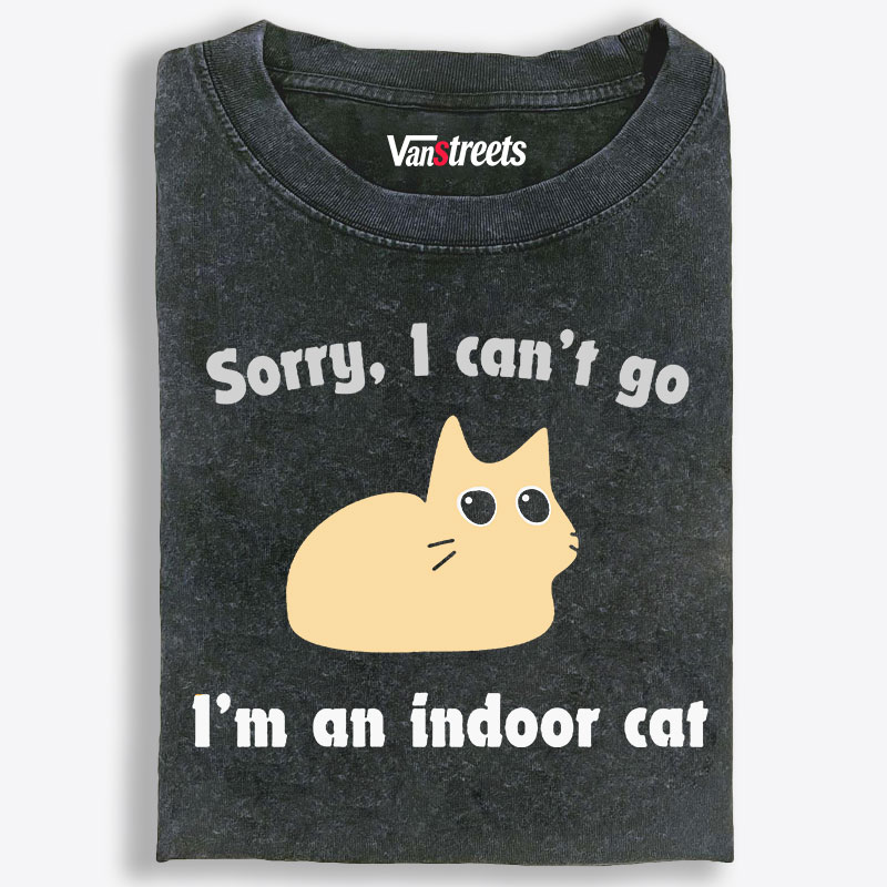 Sorry I Can't Go I'm An Indoor Cat Retro Washed T-Shirt | 100% Cotton | Streetwear Essential