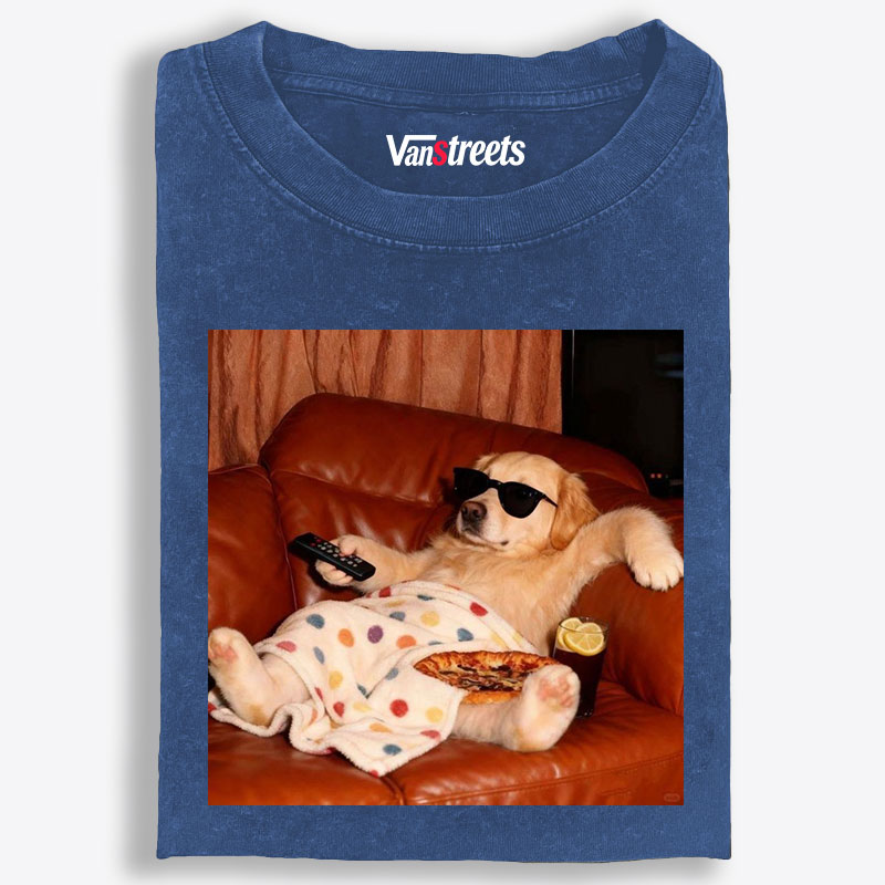 Golden Retriever Relaxing On Couch Retro Washed T-Shirt | 100% Cotton | Streetwear Essential
