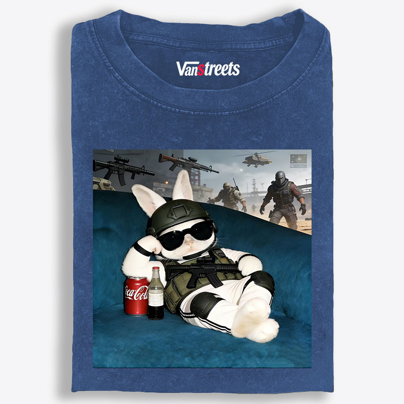 Tactical Rabbit CSGO Meme Retro Washed T-Shirt | 100% Cotton | Streetwear Essential