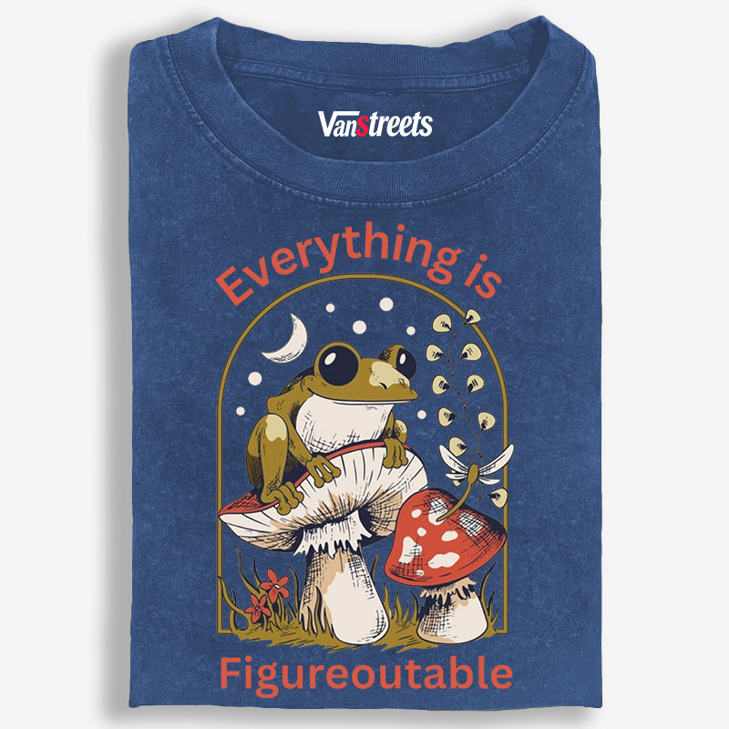 Everything Is Figureoutable Frog Retro Washed T-Shirt | 100% Cotton | Streetwear Essential