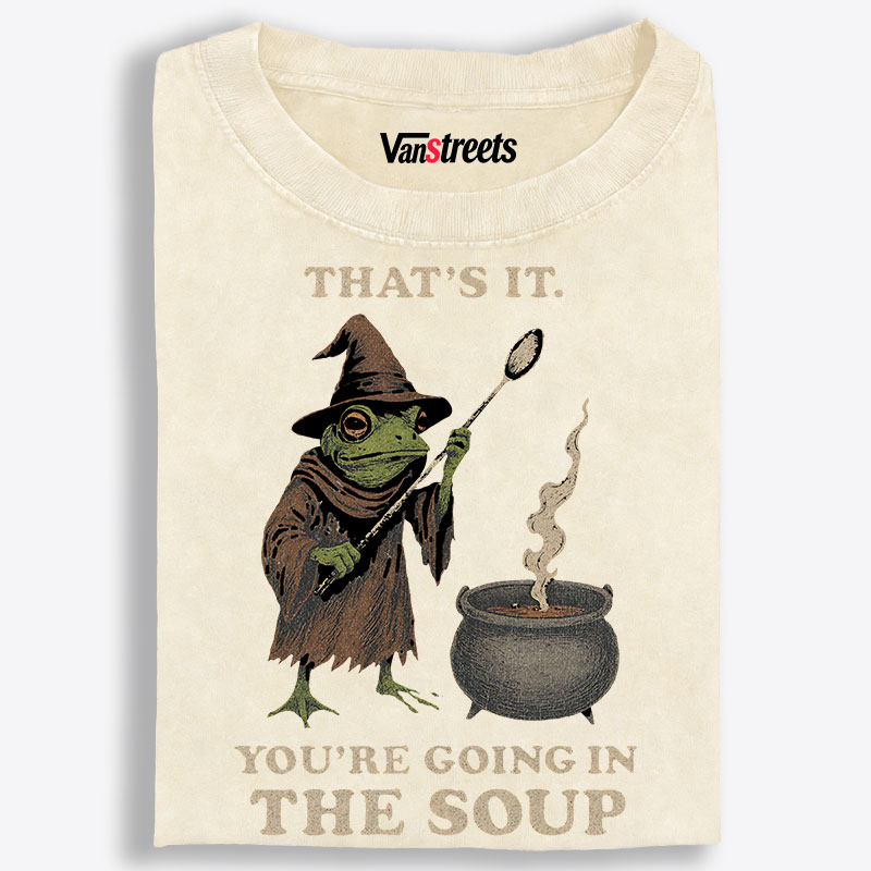 Witchy Frog Soup Threat Retro Washed T-Shirt | 100% Cotton | Streetwear Essential