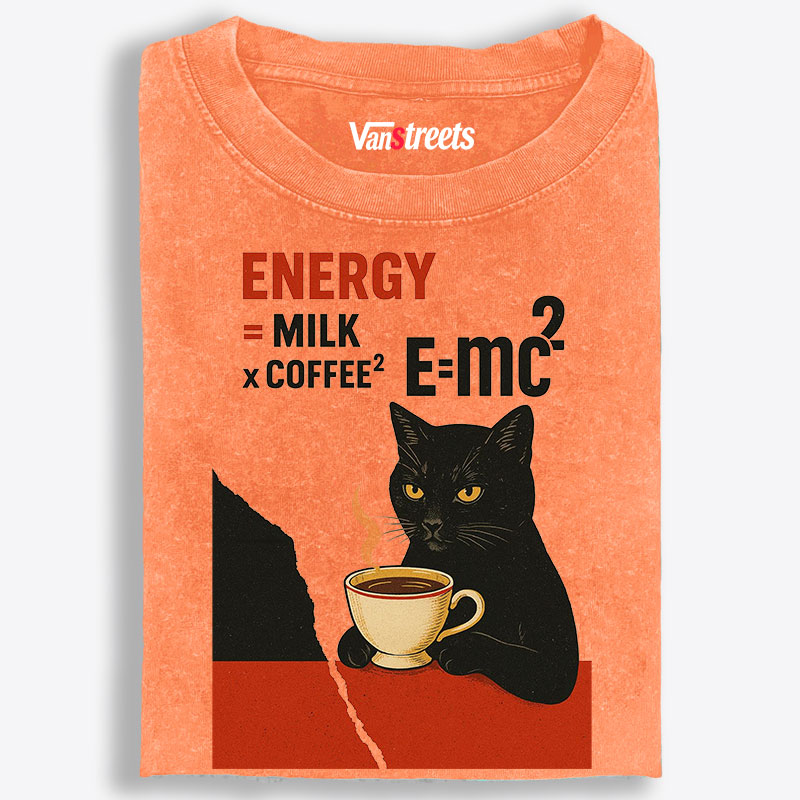Energy = Milk × Coffee² Retro Washed T-Shirt | 100% Cotton | Streetwear Essential