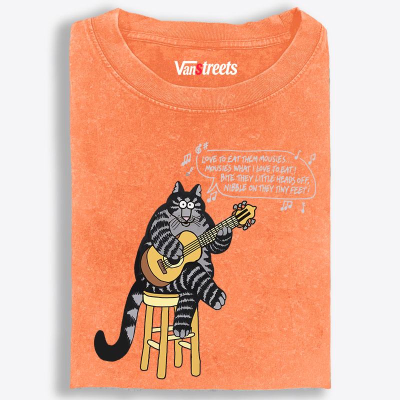 Love To Eat Them Mousies Cat Retro Washed T-Shirt | 100% Cotton | Streetwear Essential