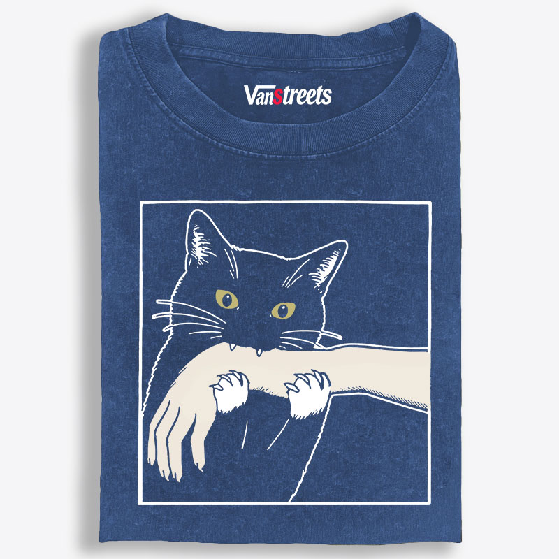Cat Retro Washed T-Shirt | 100% Cotton | Streetwear Essential