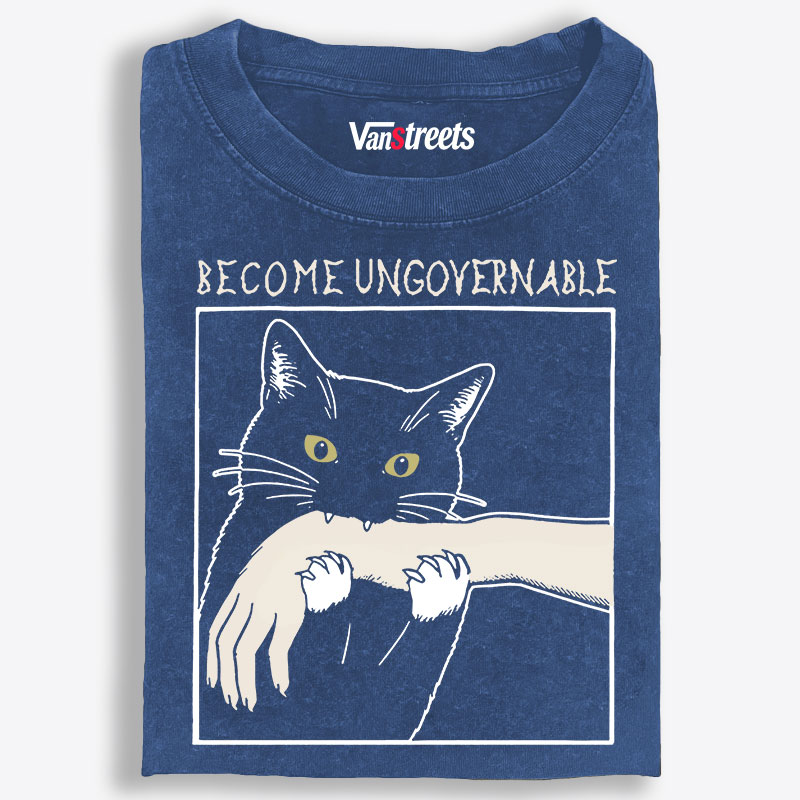 Cat Retro Washed T-Shirt | 100% Cotton | Streetwear Essential