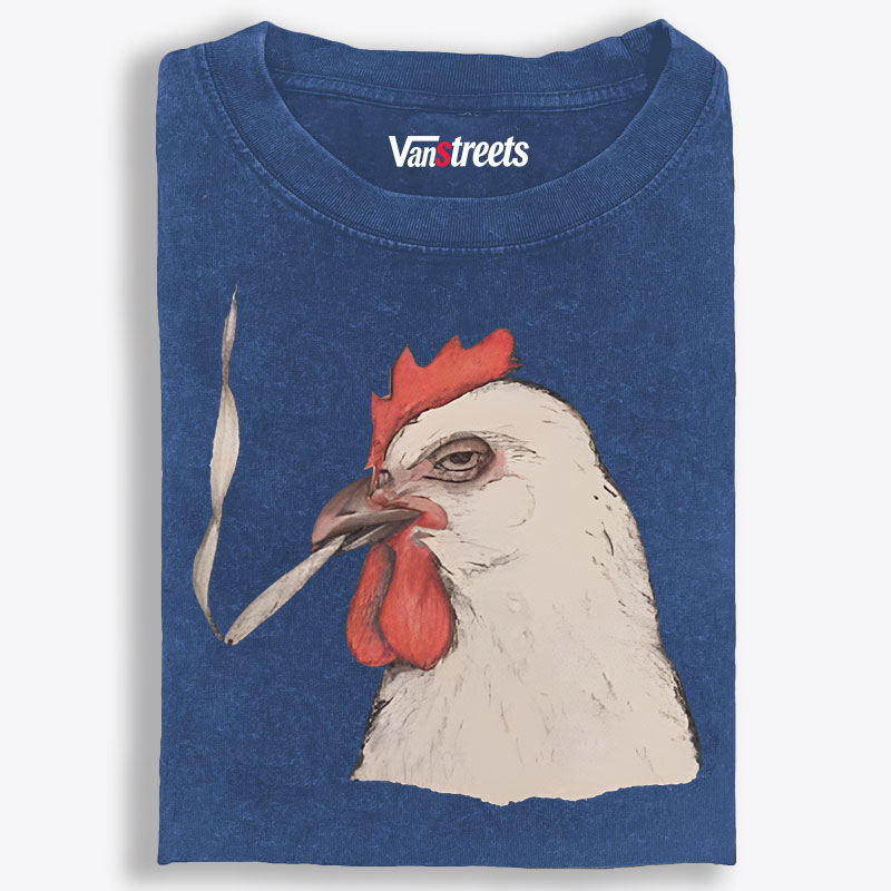 Fried Chicken Last Cigarette Retro Washed T-Shirt | 100% Cotton | Streetwear Essential
