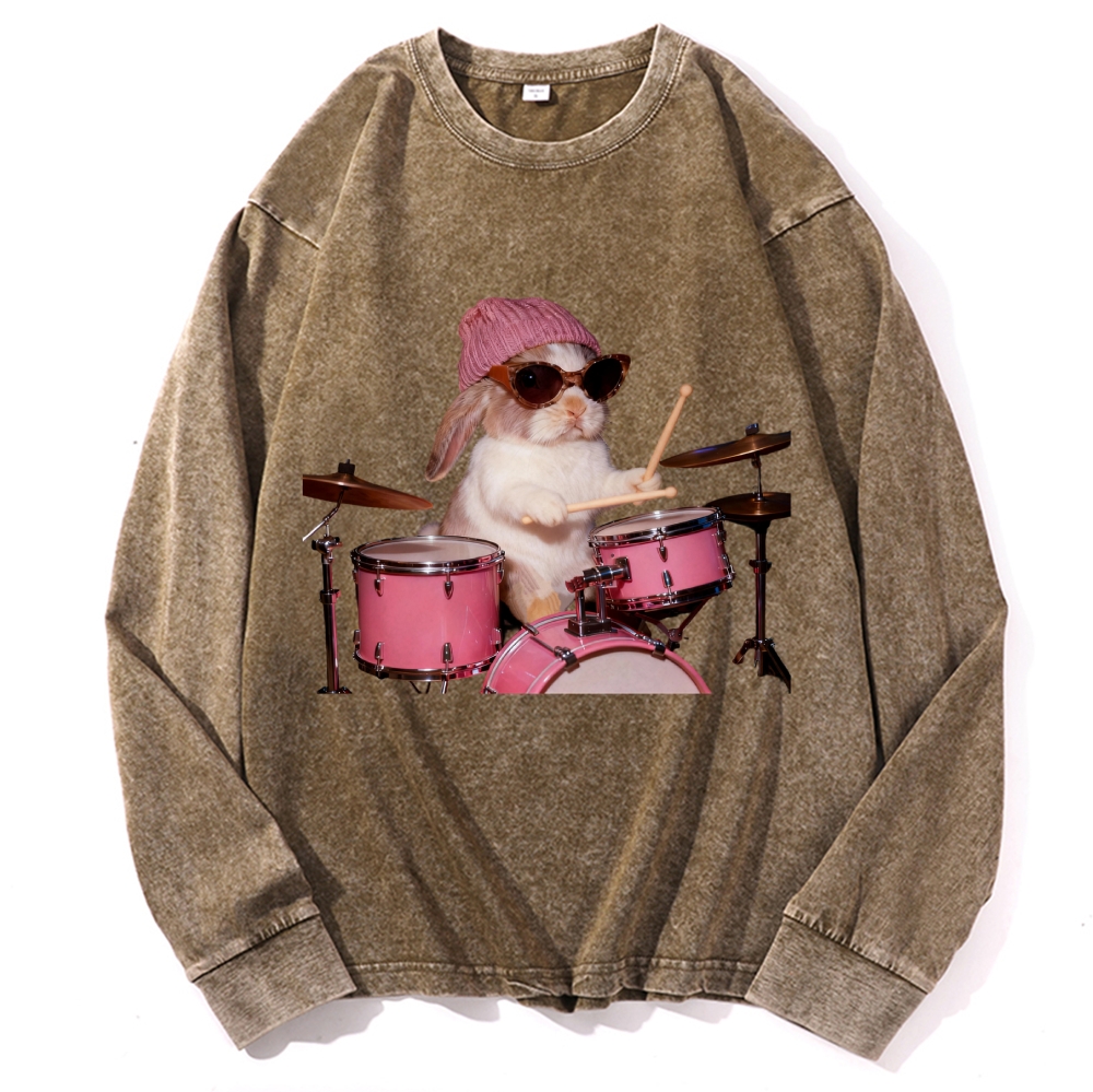 Bunny Rockin' Bunny Retro Washed Long Sleeve T-Shirt