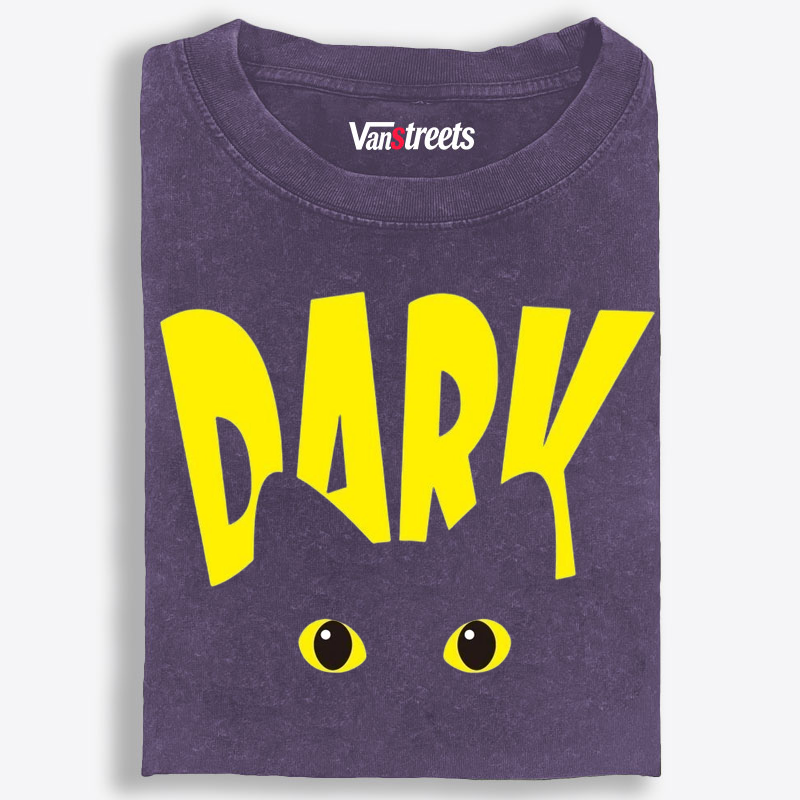 "Dark" Black Cat Stare Retro Washed T-Shirt | 100% Cotton | Streetwear Essential