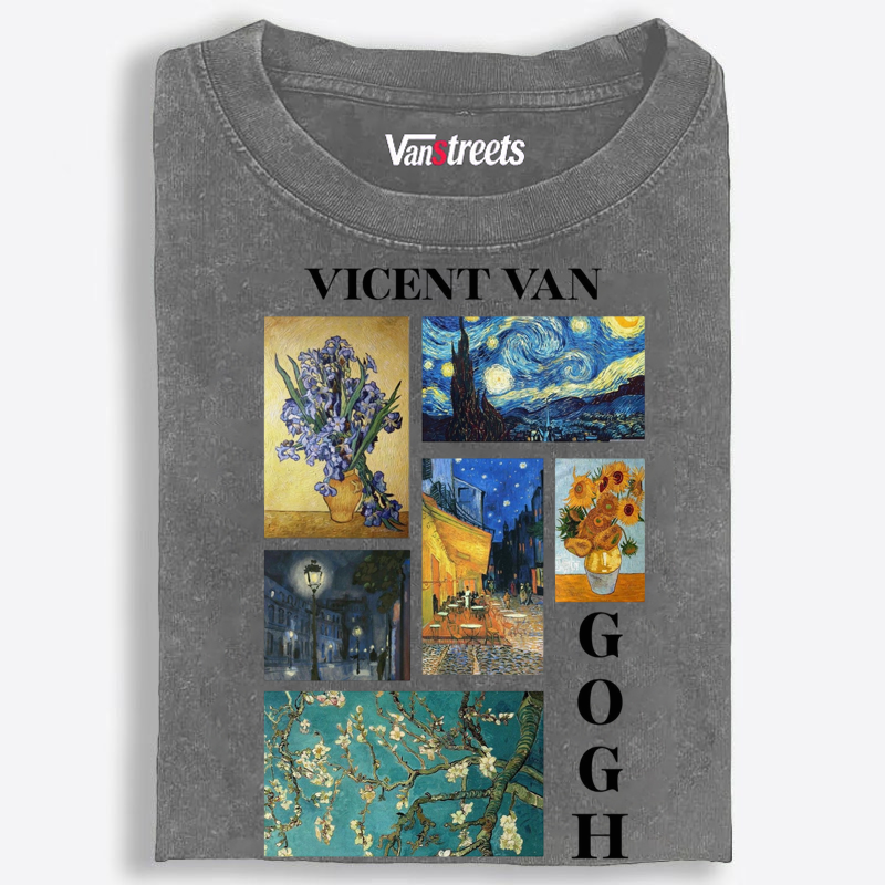 Van Gogh Masterpieces Collage Graphic Washed T-Shirt | 100% Cotton | Streetwear Essential