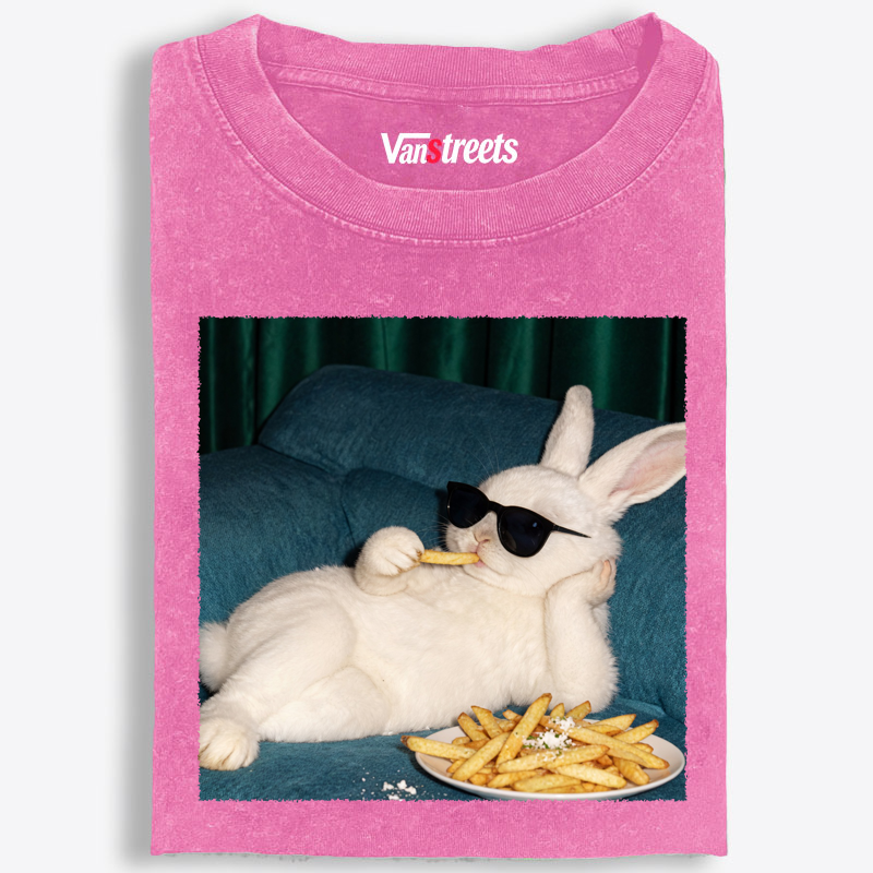 Funny Lazy Bunny Lover Washed T-Shirt | 100% Cotton | Streetwear Essential