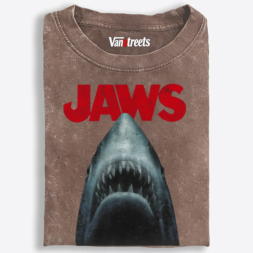 JAWS Shark Retro Washed T-Shirt | 100% Cotton | Streetwear Essential