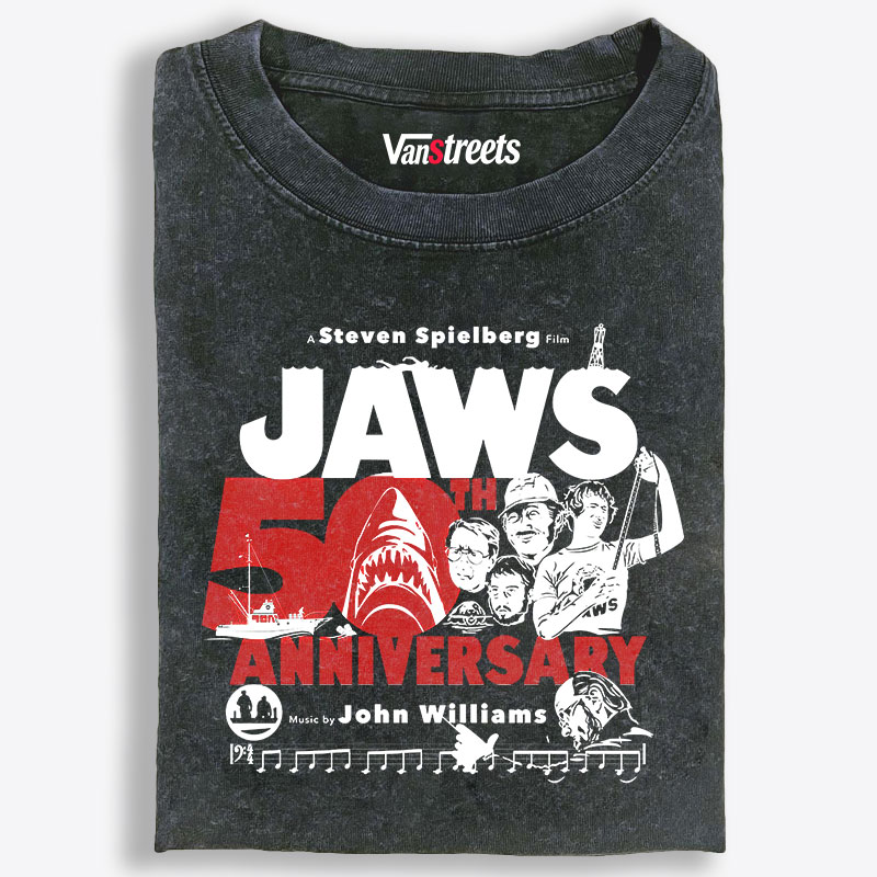 JAWS 50th Anniversary Steven Spielberg Retro Washed T-Shirt | 100% Cotton | Streetwear Essential