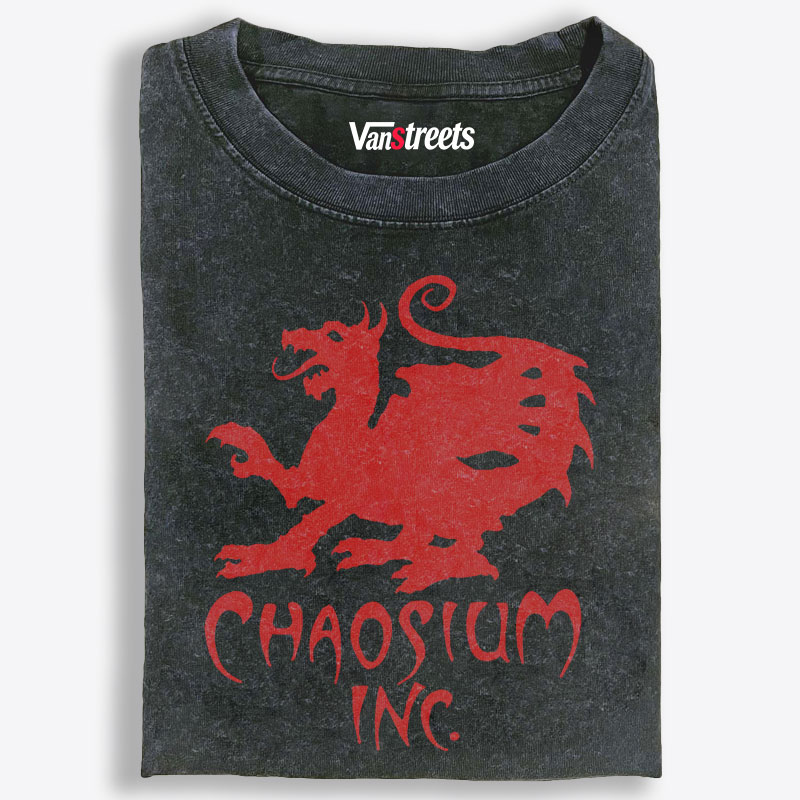 Chaosium Inc. Red Dragon Retro Washed T-Shirt | 100% Cotton | Streetwear Essential