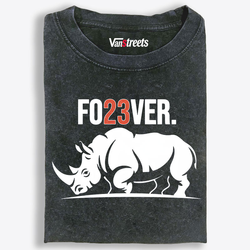 FO23VER Rhino Retro Washed T-Shirt | 100% Cotton | Streetwear Essential