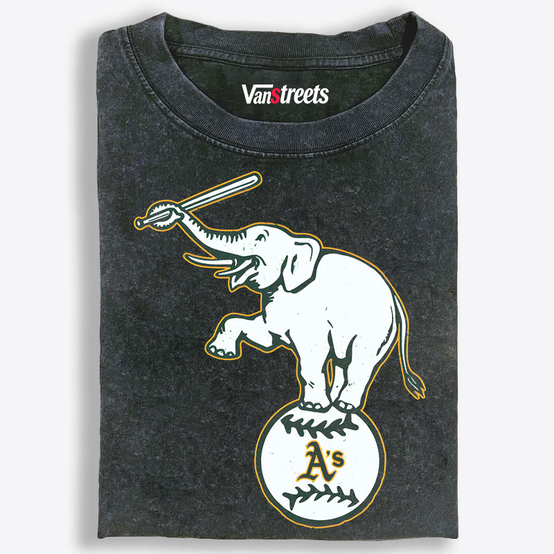 Oakland Athletics Stomper The Elephant Retro Washed T-Shirt | 100% Cotton | Streetwear Essential