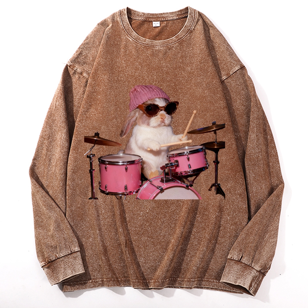 Bunny Rockin' Bunny Retro Washed Long Sleeve T-Shirt