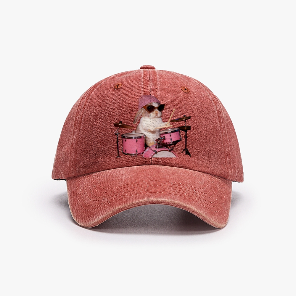 Bunny Rockin' Bunny Retro Washed Baseball Cap