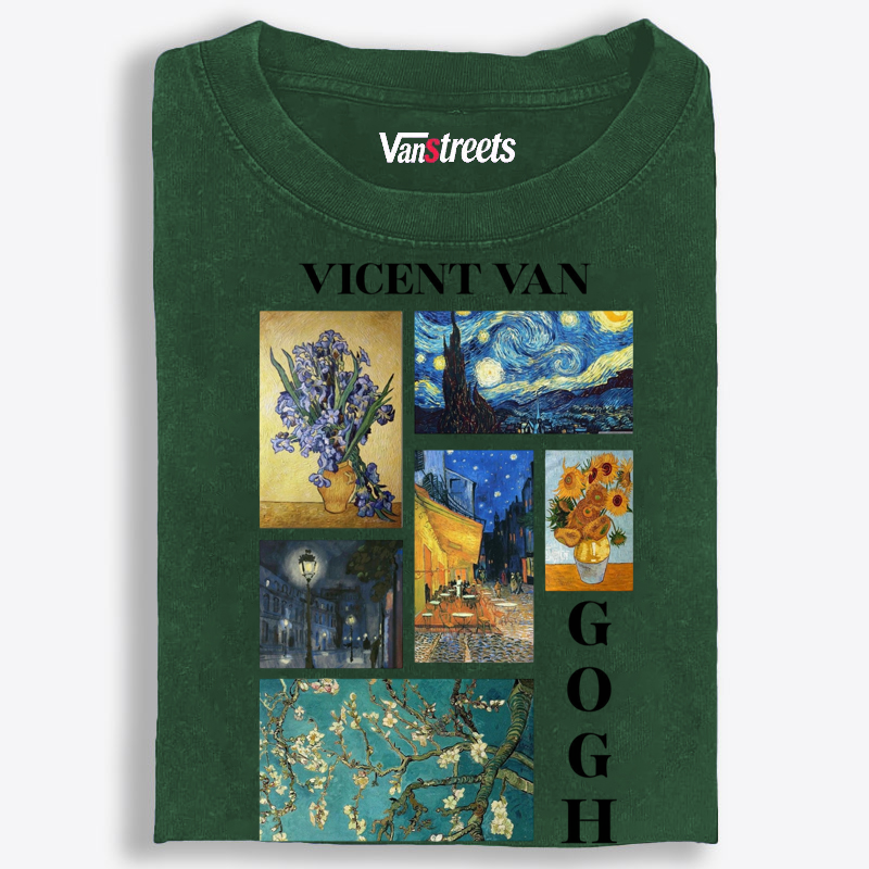 Van Gogh Masterpieces Collage Graphic Washed T-Shirt | 100% Cotton | Streetwear Essential