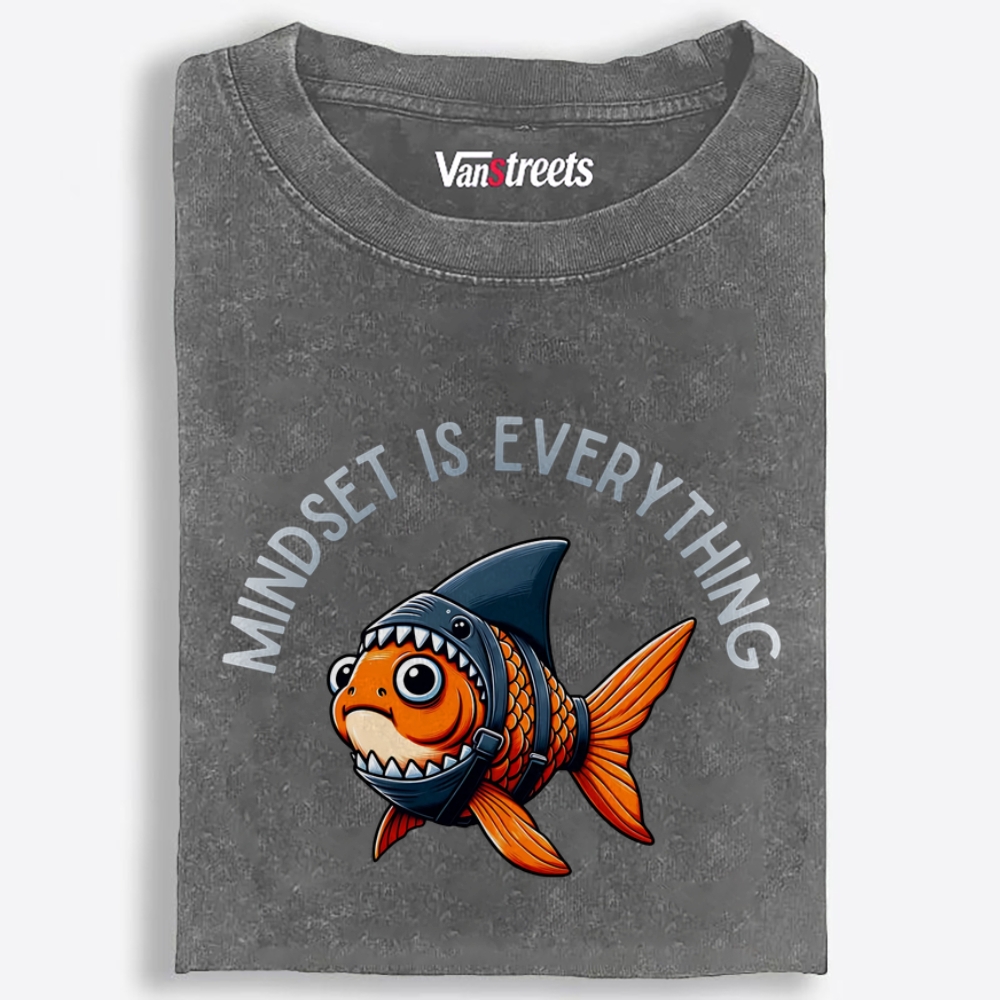 Mindset Is Everything Goldfish Retro Washed T-Shirt | 100% Cotton | Streetwear Essential
