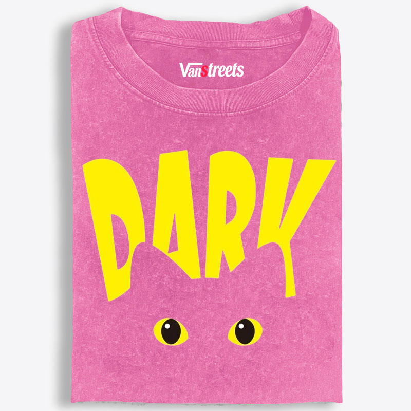 "Dark" Black Cat Stare Retro Washed T-Shirt | 100% Cotton | Streetwear Essential