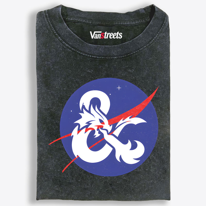 Dungeons & Dragons NASA Parody Retro Washed T-Shirt | 100% Cotton | Streetwear Essential