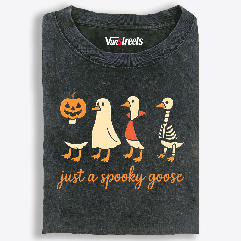 Just A Spooky Goose Costume Parade Retro Washed T-Shirt | 100% Cotton | Streetwear Essential
