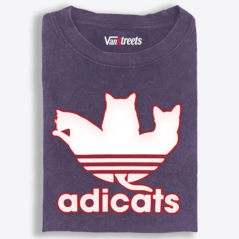 Adicats Three Cats Parody Retro Washed T-Shirt | 100% Cotton | Streetwear Essential