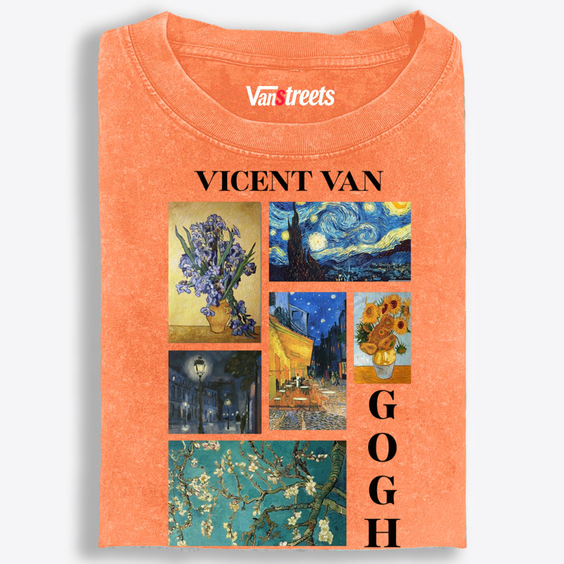 Van Gogh Masterpieces Collage Graphic Washed T-Shirt | 100% Cotton | Streetwear Essential