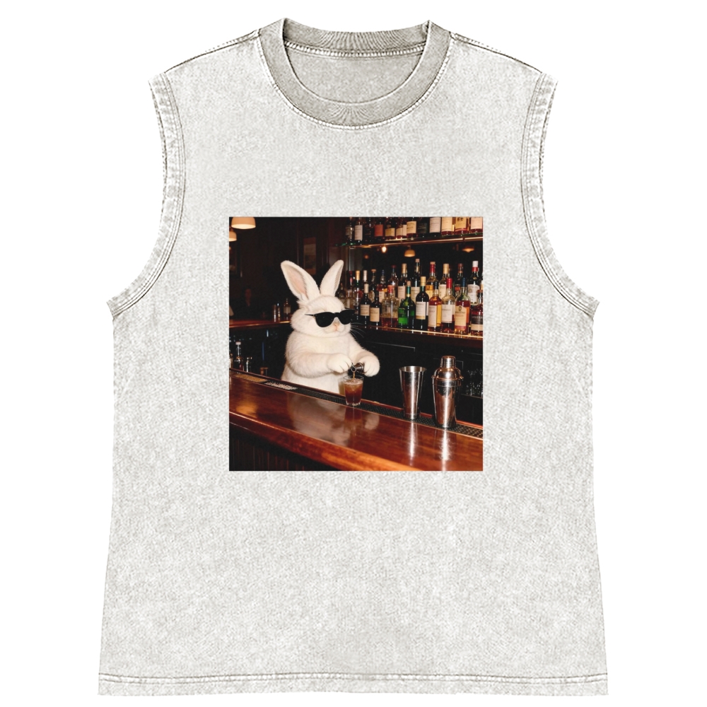 Bartender Bunny Retro Washed Tank Top