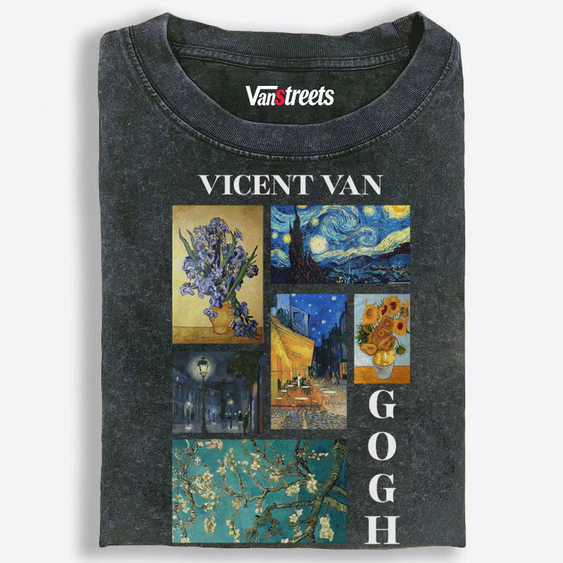 Van Gogh Masterpieces Collage Graphic Washed T-Shirt | 100% Cotton | Streetwear Essential
