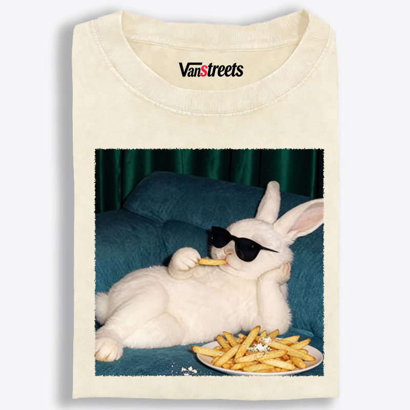 Funny Lazy Bunny Lover Washed T-Shirt | 100% Cotton | Streetwear Essential