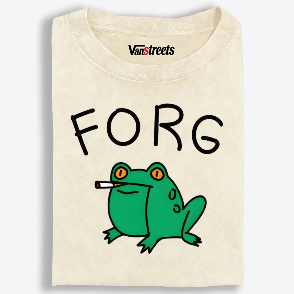 Smoking Frog Retro Washed T-Shirt | 100% Cotton | Streetwear Essential
