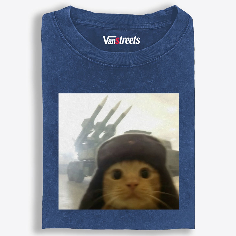 Cat with Missiles Hardcore Meme Retro Washed T-Shirt | 100% Cotton | Streetwear Essential
