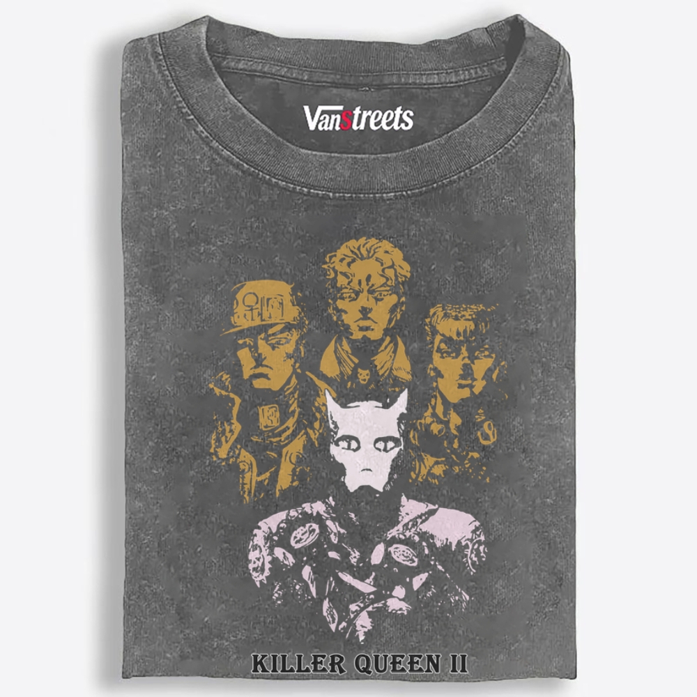 Jojo's Bizarre Adventure Killer Queen II Retro Washed T-Shirt | 100% Cotton | Streetwear Essential