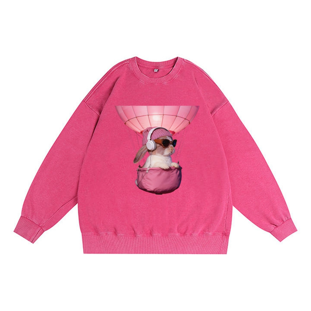 Bunny The Rabbit Retro Premium Washed Cotton Crewneck Sweatshirt