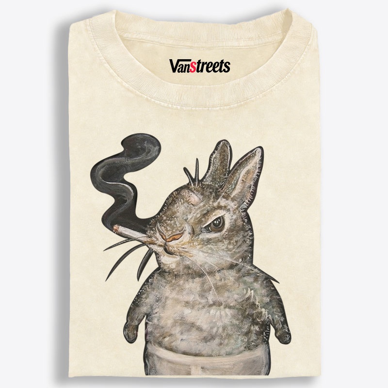 A bunny smoking Retro Washed T-Shirt | 100% Cotton | Streetwear Essential