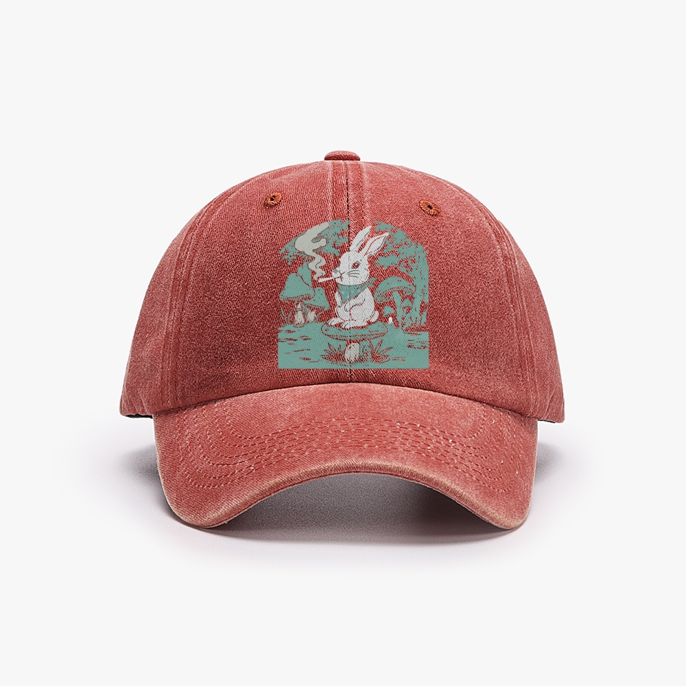 Bunny Feeling Dope Rabbit Retro Washed Baseball Cap