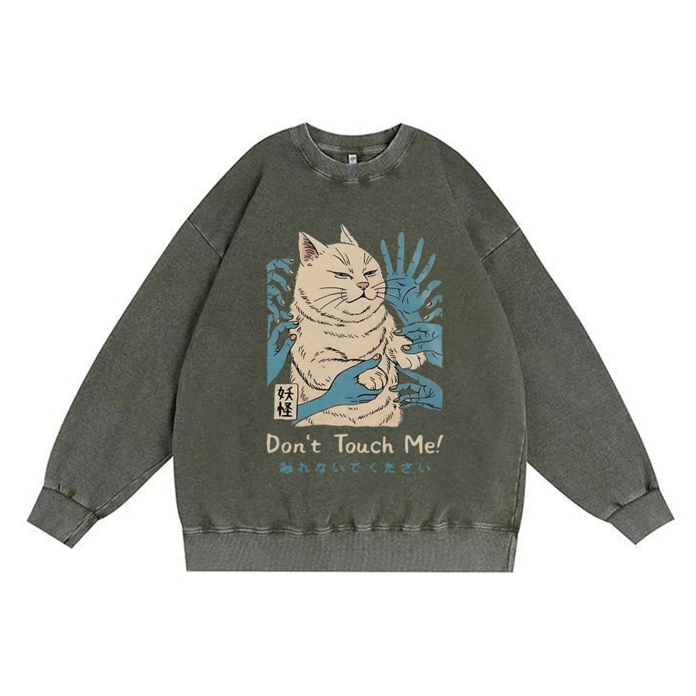 Personal Space Please - Grumpy Cat Retro Premium Washed Cotton Crewneck Sweatshirt